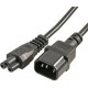 1m Black Mains Adaptor Lead IEC C14 Socket to Cloverleaf IEC C5 Plug